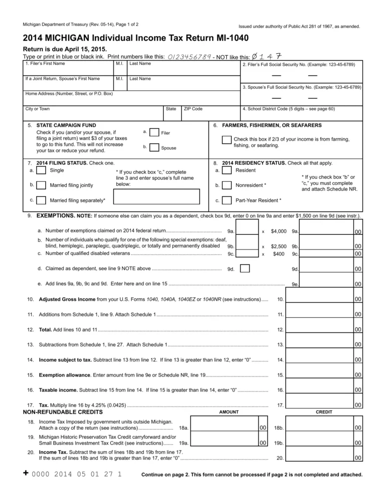 Free 1040 Form Michigan Download: A Comprehensive Guide for Michigan Taxpayers