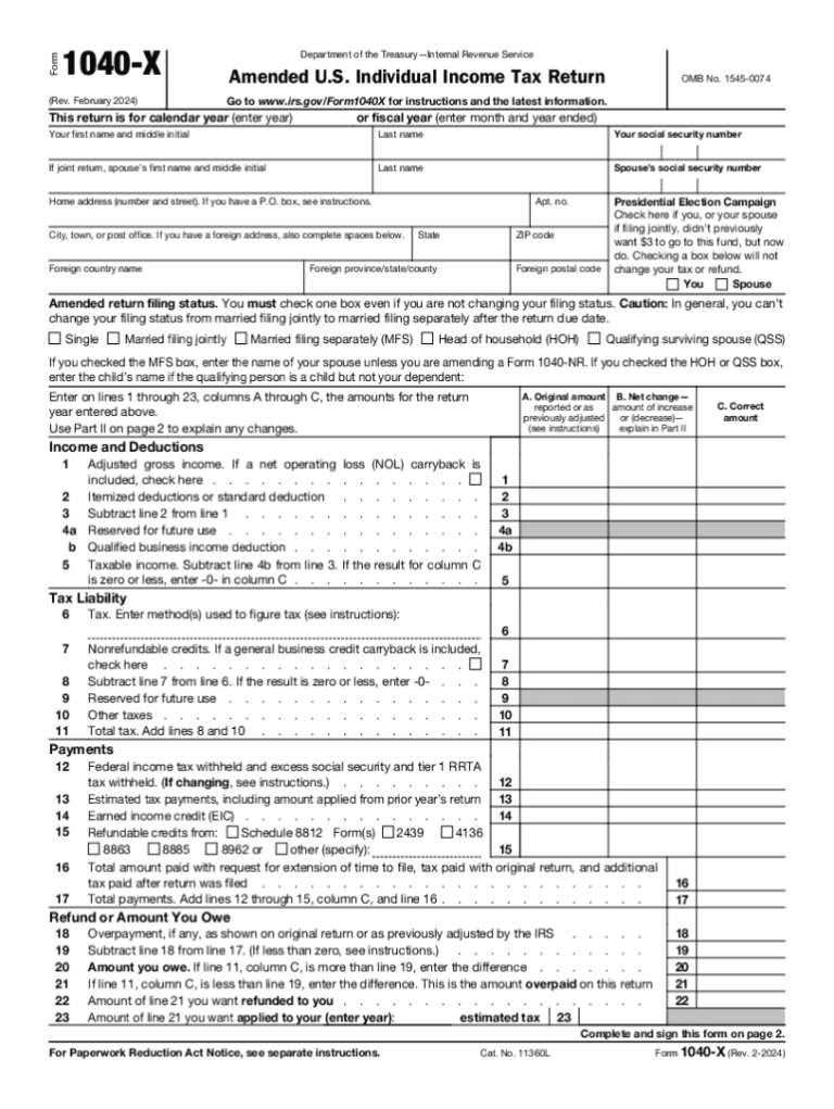 Free 1040-x Form 2024 Download: A Comprehensive Guide