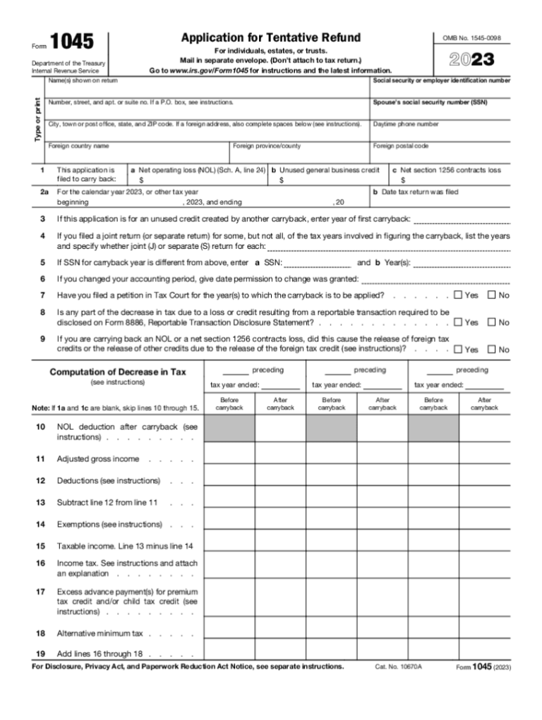 Free 1045 Tax Form Download: A Comprehensive Guide