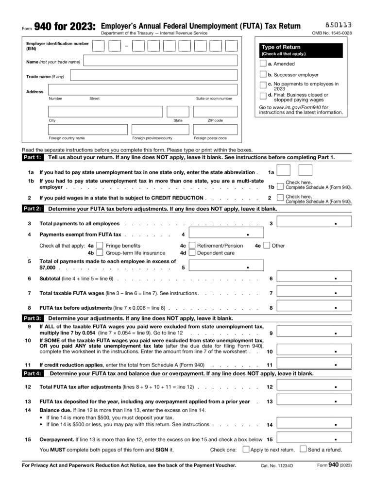 Free 2024 Form 940 Download: A Comprehensive Guide to Filing Your Annual Unemployment Tax Return