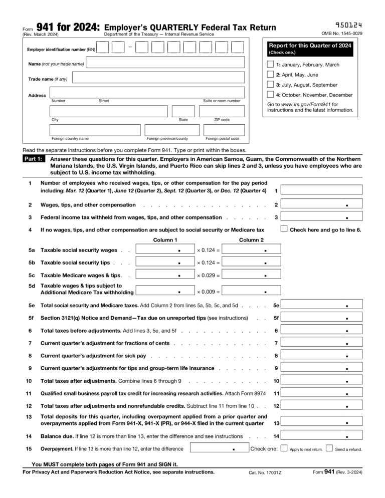 Free 2024 Form 941 Pdf Download: A Comprehensive Guide