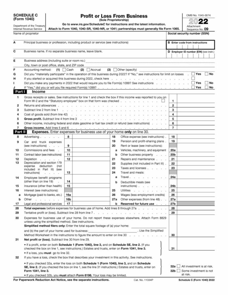 Free 2024 Schedule C Form Download: A Comprehensive Guide