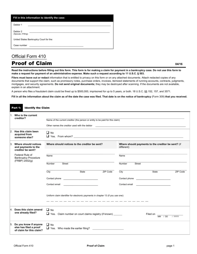 Free Bankruptcy Form 410 Download: A Comprehensive Guide