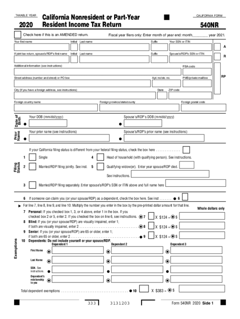 Free Ca Form 540nr Instructions 2024 Download: A Comprehensive Guide