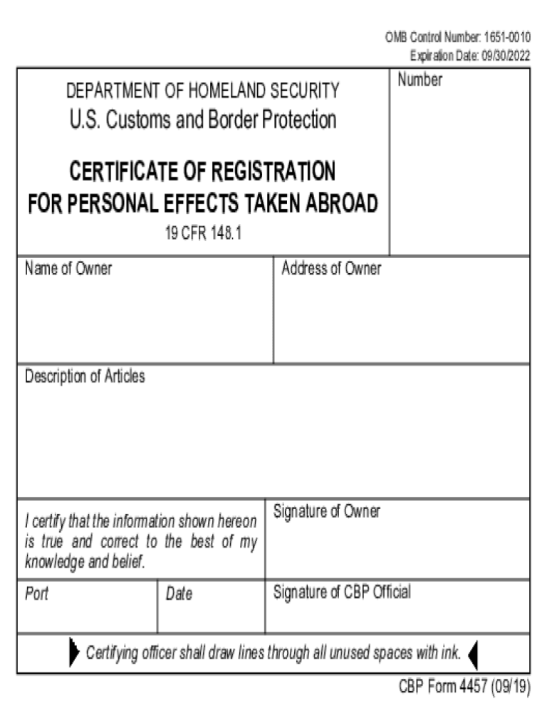 Free Customs Form 4457 Download: A Comprehensive Guide