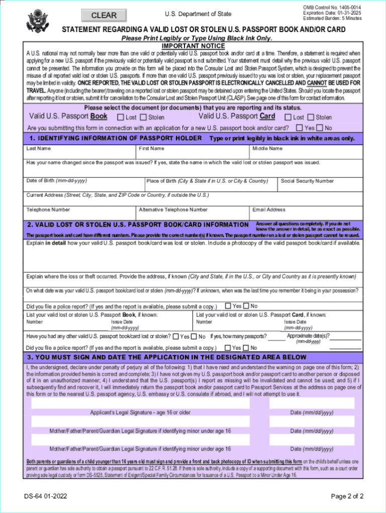 Free DS-64 Passport Form Download: A Comprehensive Guide