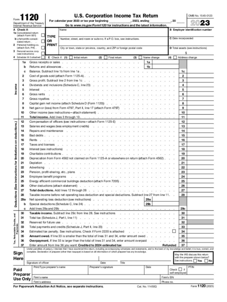 Free Federal 1120 Form Download: A Comprehensive Guide