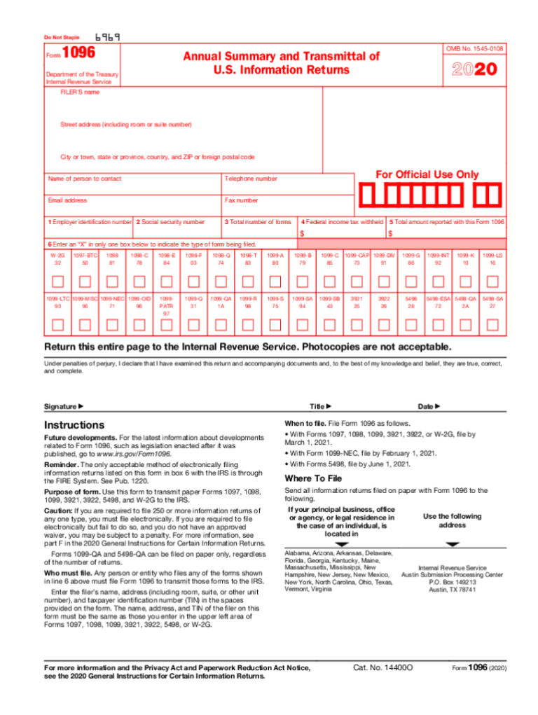 Free Fillable 1096 Form Download: Your Guide to Hassle-Free Filing