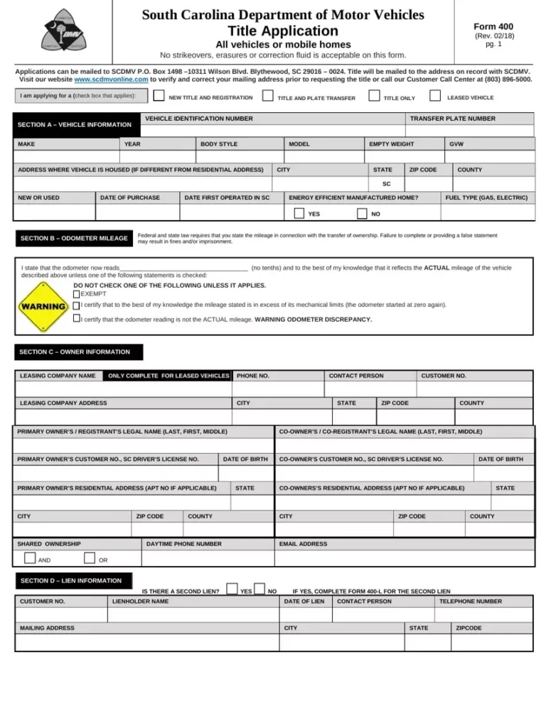 Free Form 400 Scdmv Download: A Comprehensive Guide