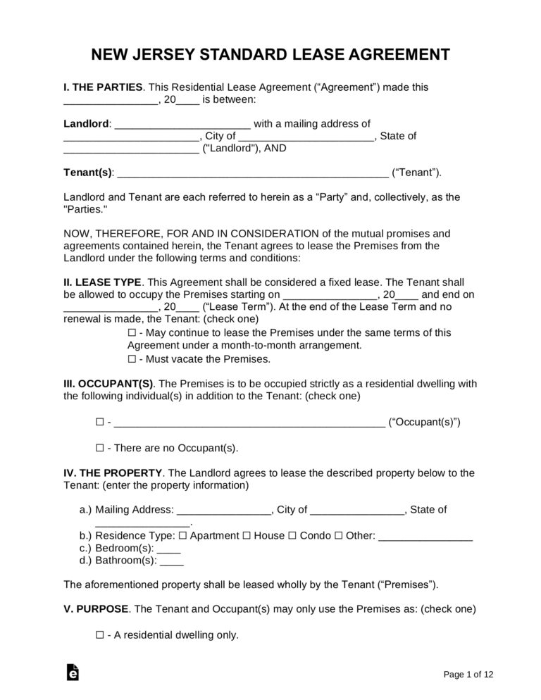 Free NJ Lease Form Download: A Comprehensive Guide for Landlords and Tenants