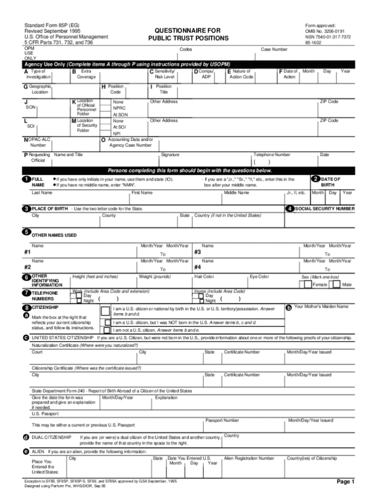 Free SF 85P Form Download: A Comprehensive Guide