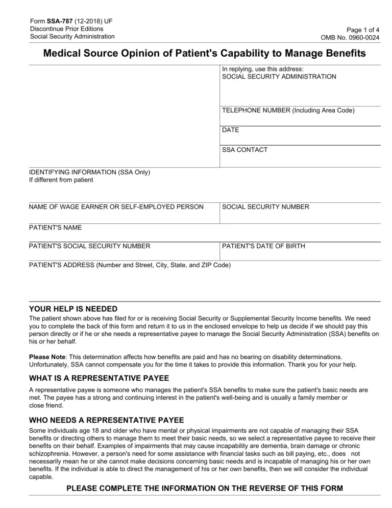 Free SSA-787 Form 2024 Download: A Comprehensive Guide to Applying for Disability Benefits