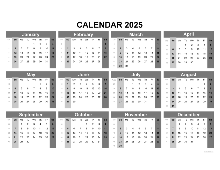 2025 Printable Calendars By Month: Plan Your Year with Ease