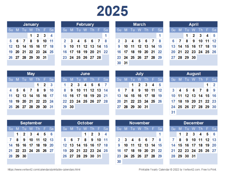 2025 Yearly Calendar Printable PDF: A Comprehensive Guide