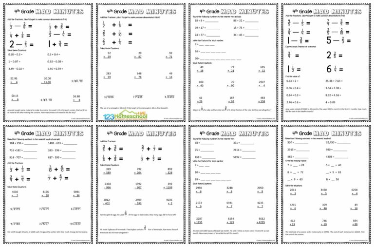 Free Math Worksheets for 4th Graders: Enhance Learning and Skills