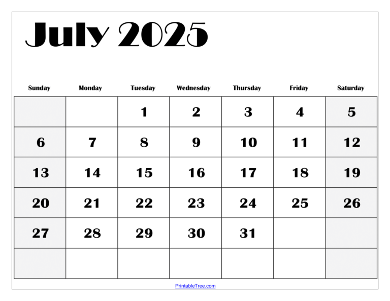 July 2025 Printable Calendar Pdf: The Ultimate Guide to Planning and Organization