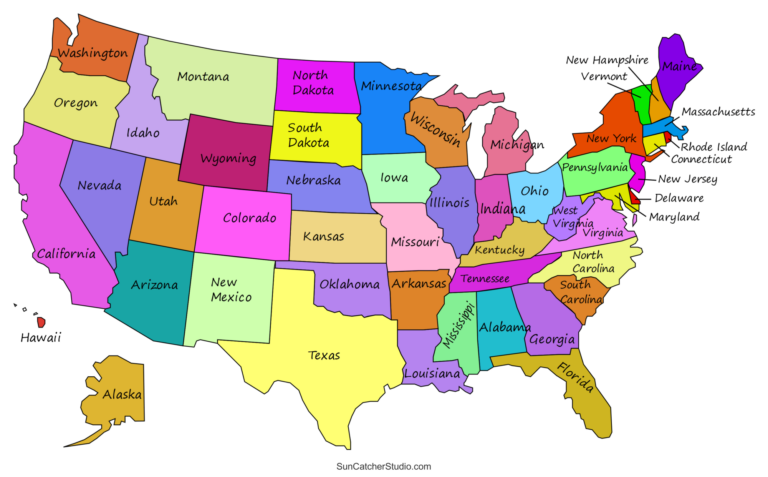 Map Of The United States Printable With State Names