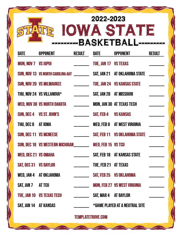 Printable Iowa Men’s Basketball Schedule: Stay Up-to-Date on All the Action