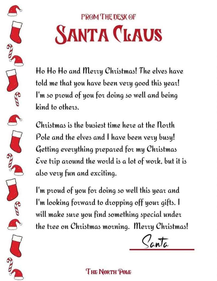 Printable Santa Letter Template Free: Create a Magical Christmas Letter