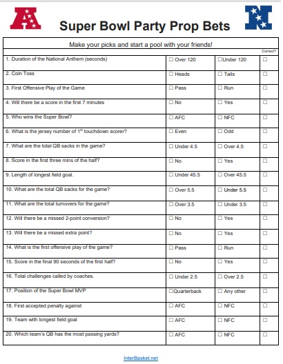 Super Bowl 2025 Prop Bets Printable: Dominate Your Game Day Bets