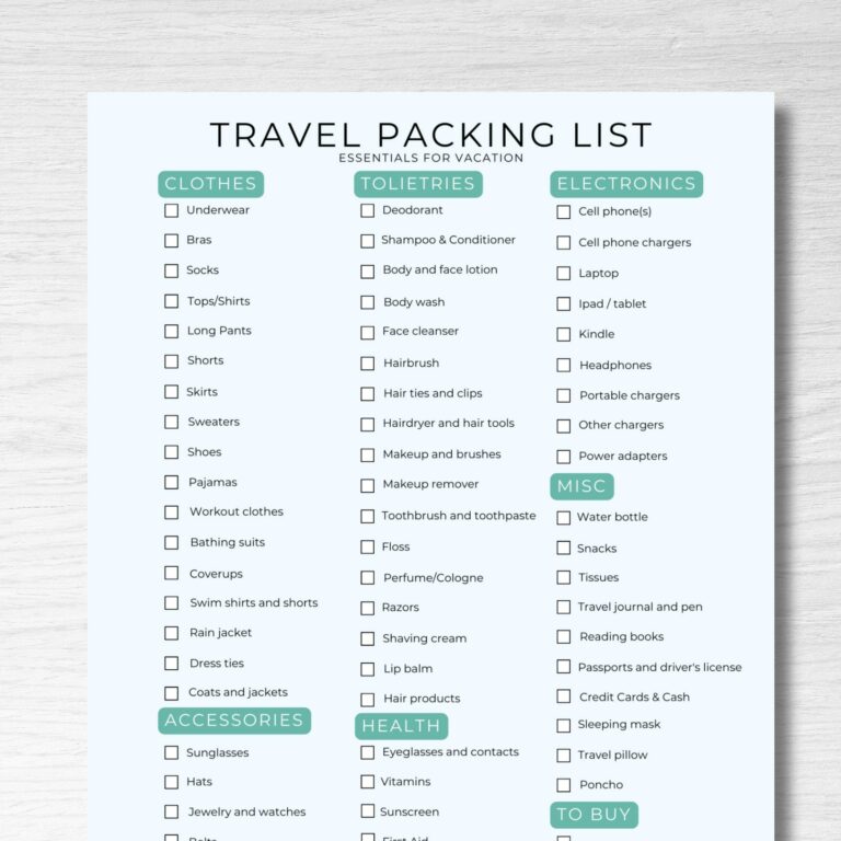 The Ultimate Printable Travel Packing List: Your Guide to Packing Like a Pro