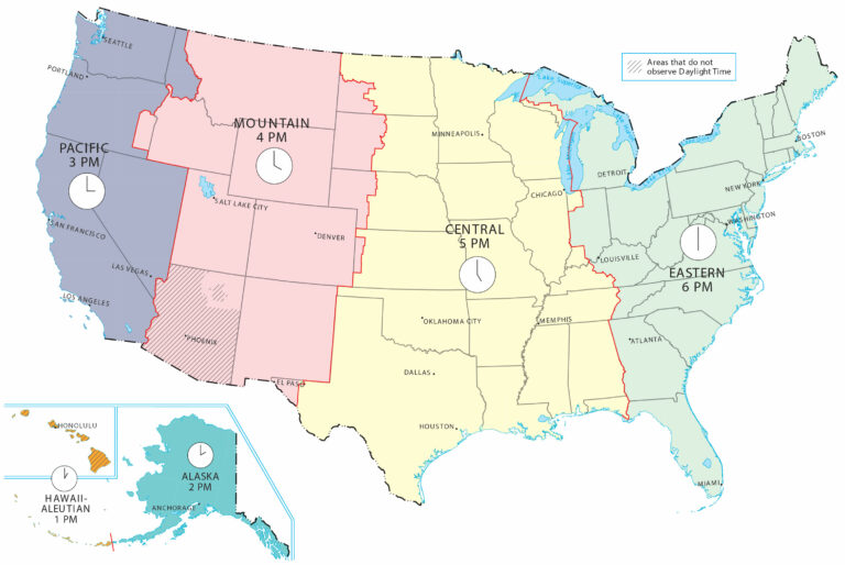 USA Time Zone Map Printable: A Comprehensive Guide to Time Differences