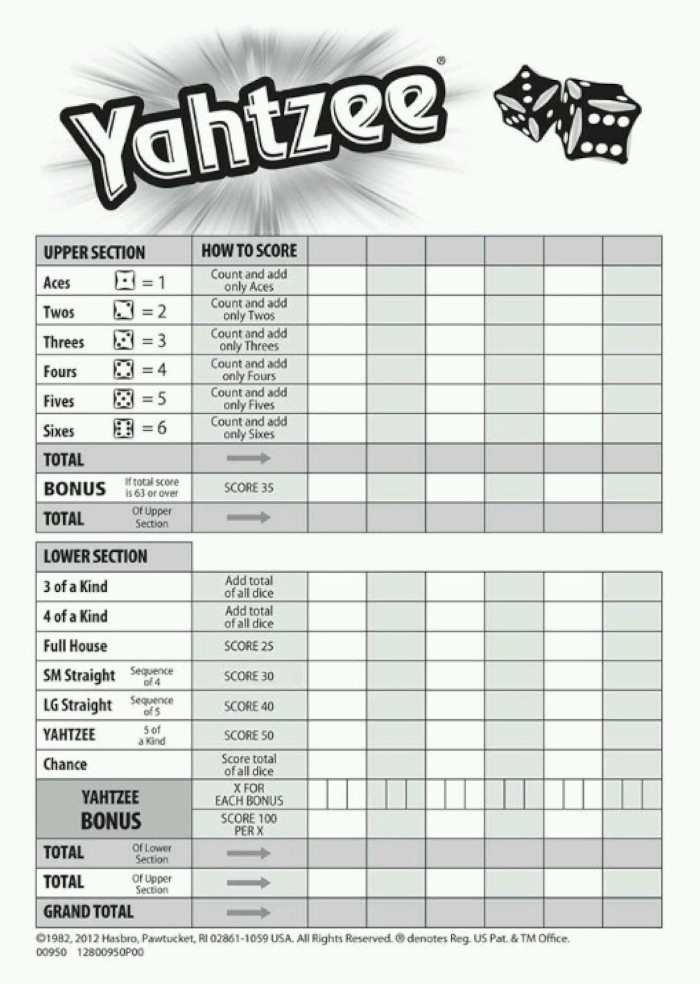 Yahtzee Score Sheet Printable: A Comprehensive Guide to Tracking Your Rolls