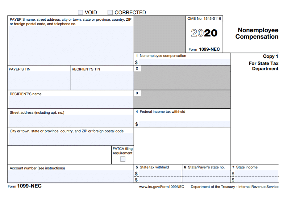 1099 Nec Printable Form Printable Forms Free Online