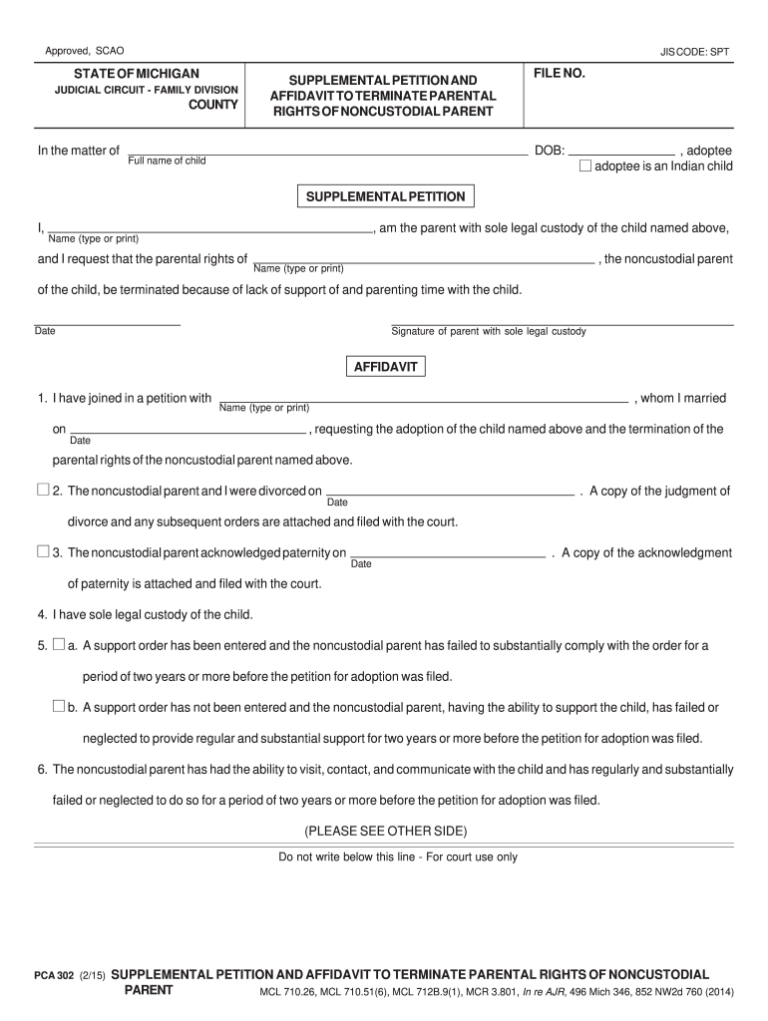 2010 Form MI PCA 302 Fill Online Printable Fillable Blank PdfFiller