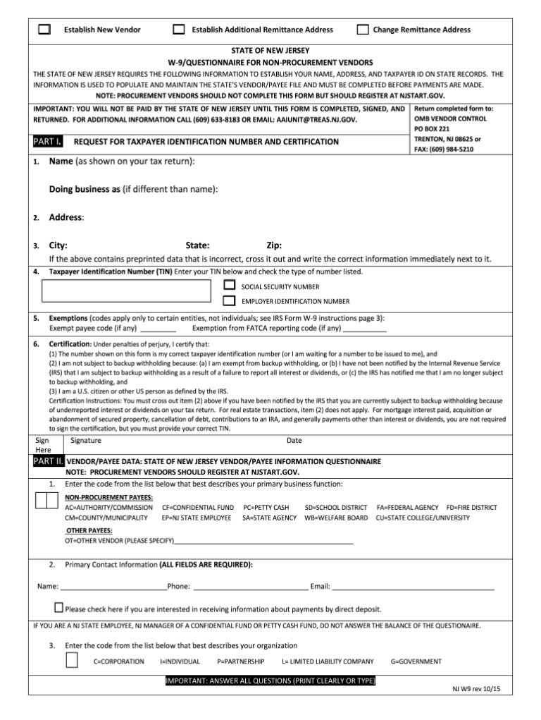 2015 2021 Form NJ W 9 Fill Online Printable Fillable Blank PdfFiller