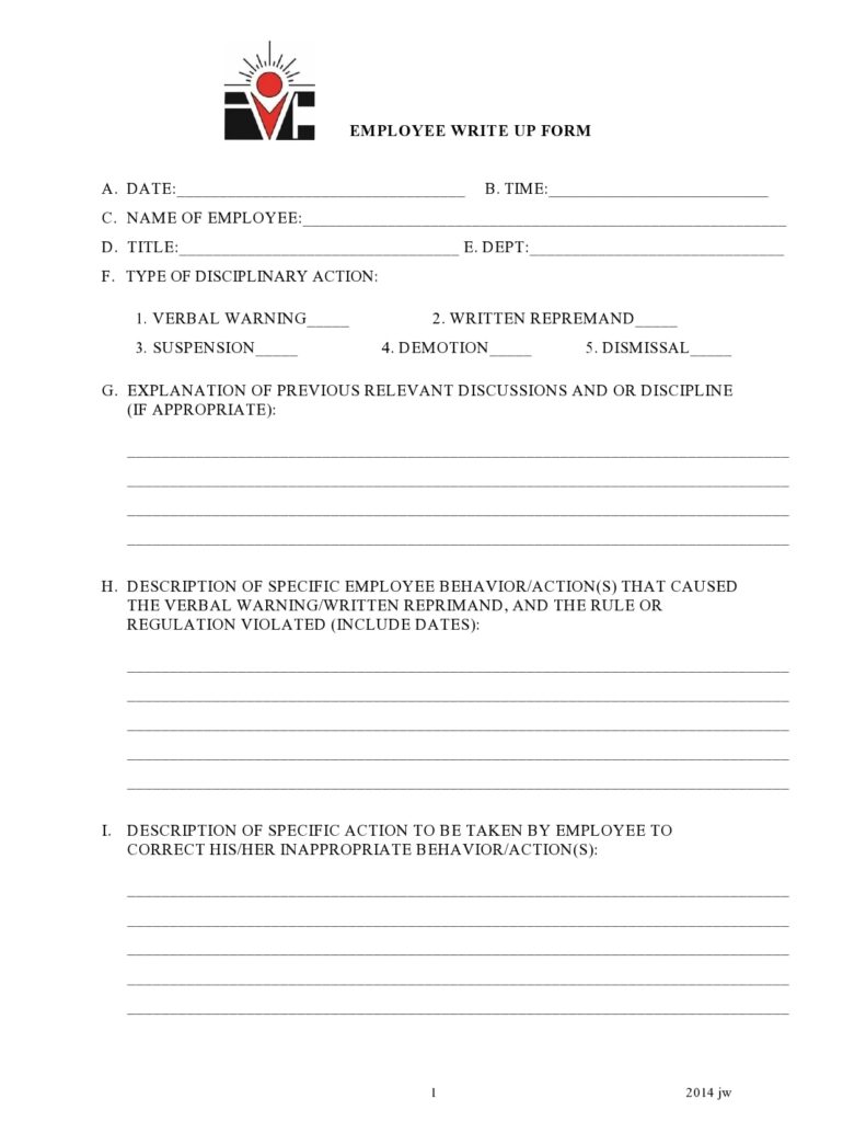 30 Effective Employee Write Up Forms Free Download 