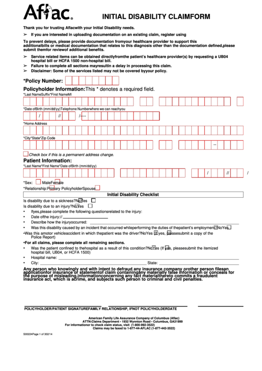 Aflac Cancer Aflac Printable Claim Forms