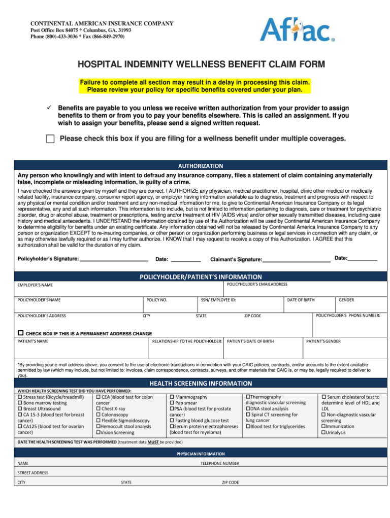 Aflac Cancer Claim Forms Print