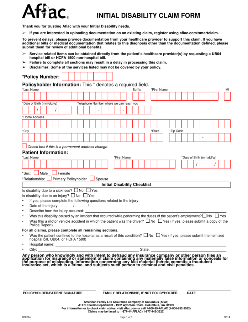 Aflac Printable Claim Forms