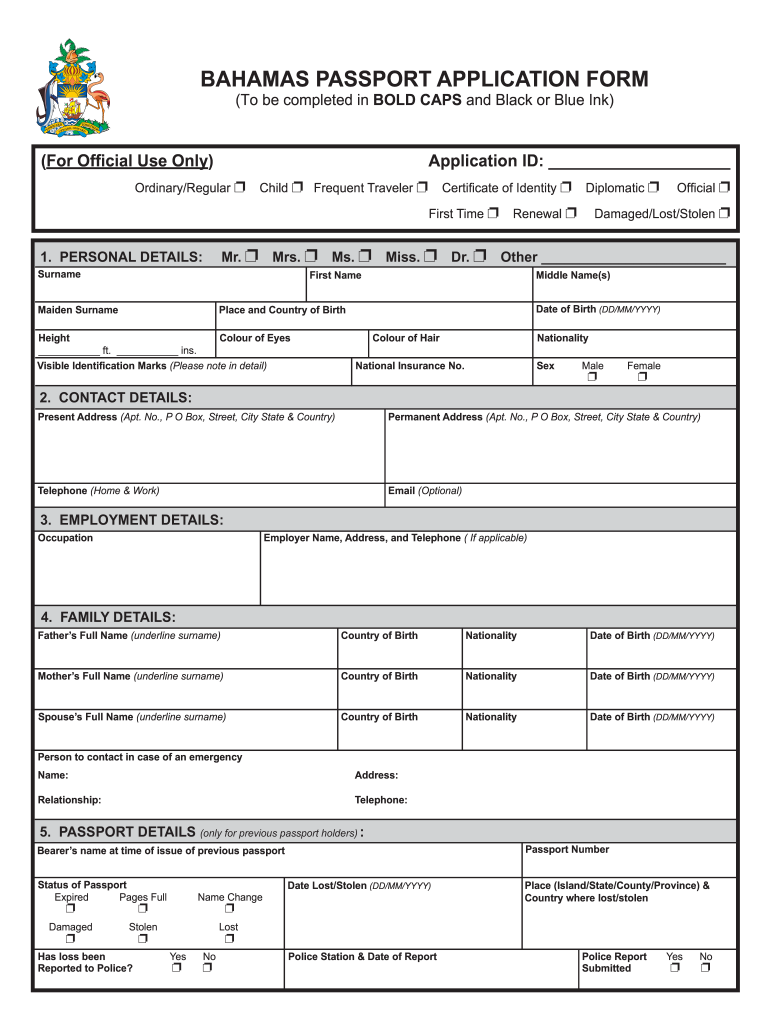 Application For A U S Passport Fillable Form Printable Forms Free Online