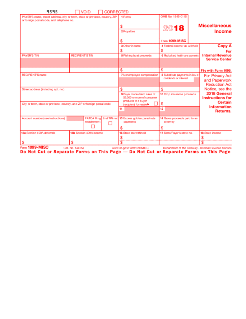 Blank 1099 Misc Form Printable Printable Forms Free Online