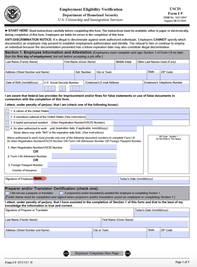 Blank I 9 Form 2024 Golda Kandace