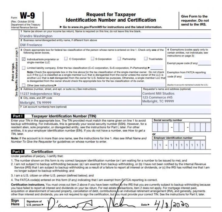 Blank W 9 Form Printable Instructions