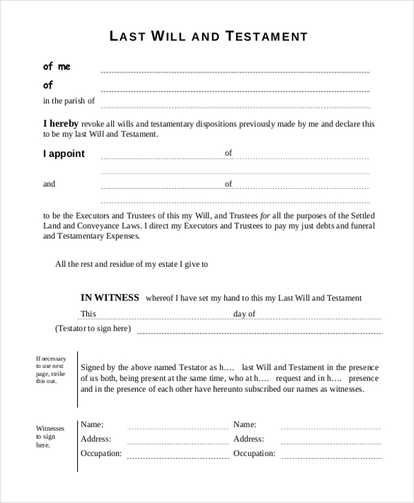 Blank Will Forms Free Printable Uk PRINTABLE TEMPLATES