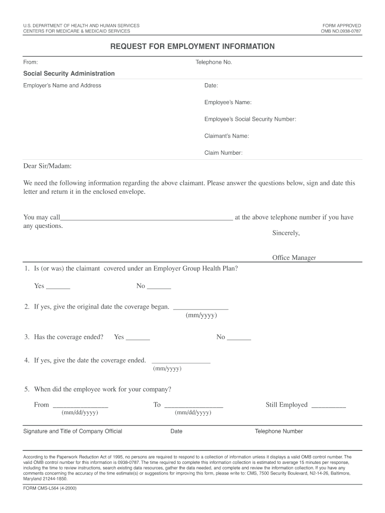 Cms L564 Printable Form Printable Forms Free Online