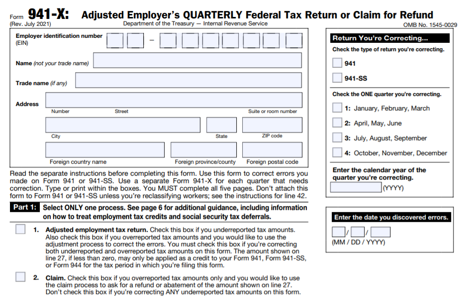 Corrected 941 Form 2025 Irene Howard