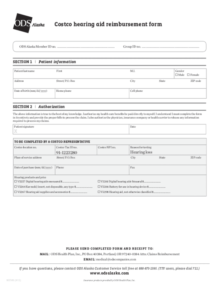 Costco Hearing Aid Form Fill Online Printable Fillable Blank 