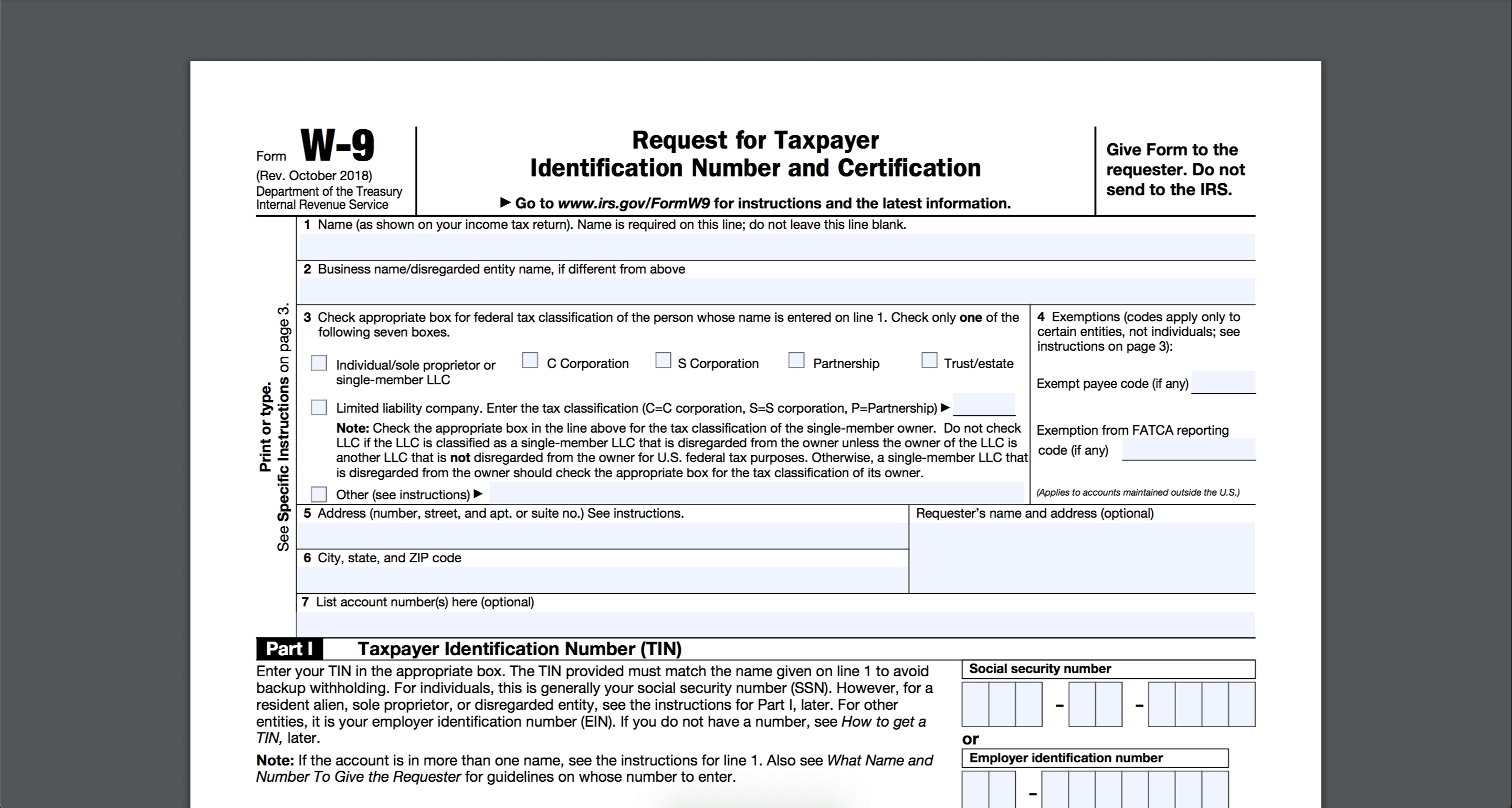 Current Printable W 9 Form