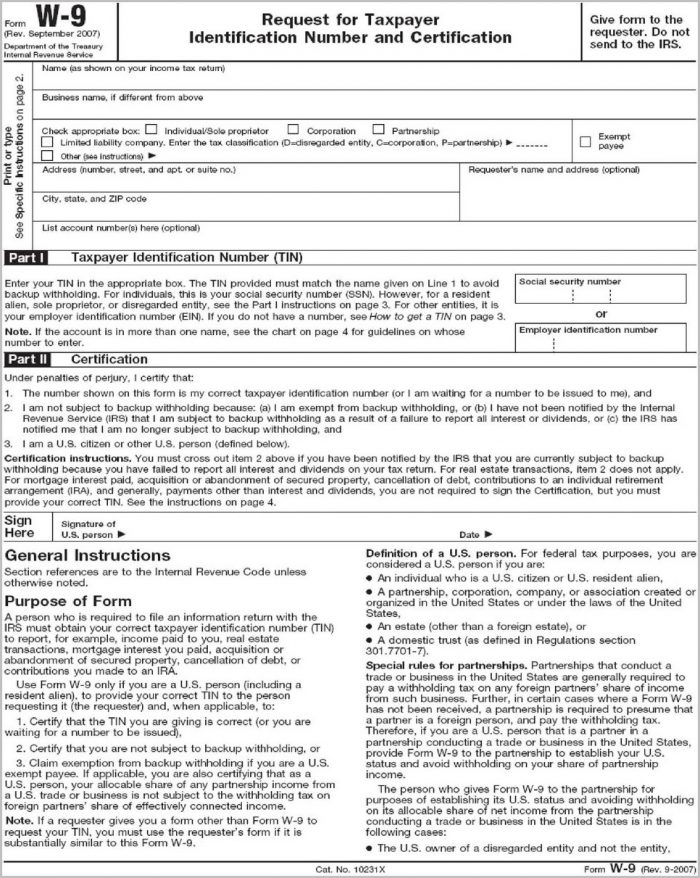 Current Printable W 9 Form