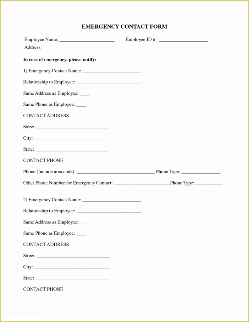 Employee Emergency Contact Form Template