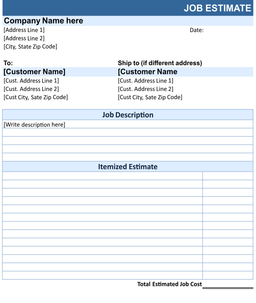 Estimate Templates 10 Free PDF Printables Printablee