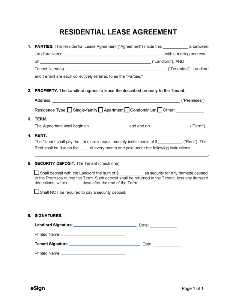 Fill In Blank Free Printable Basic Rental Agreement Pdf Printable 