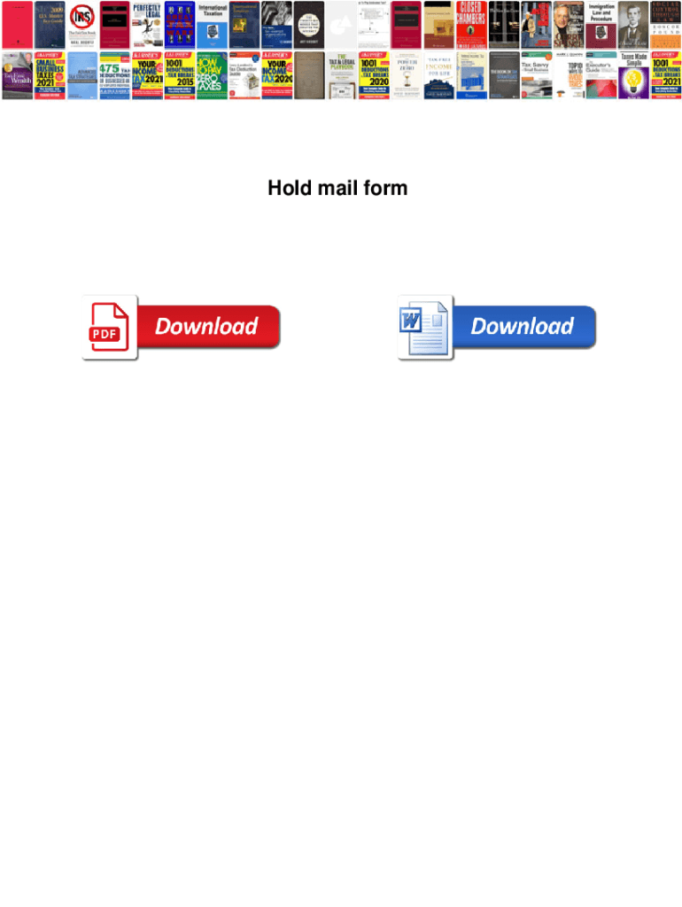 Fillable Online Hold Mail Form Pdf Hold Mail Form Pdf Fax Email Print 