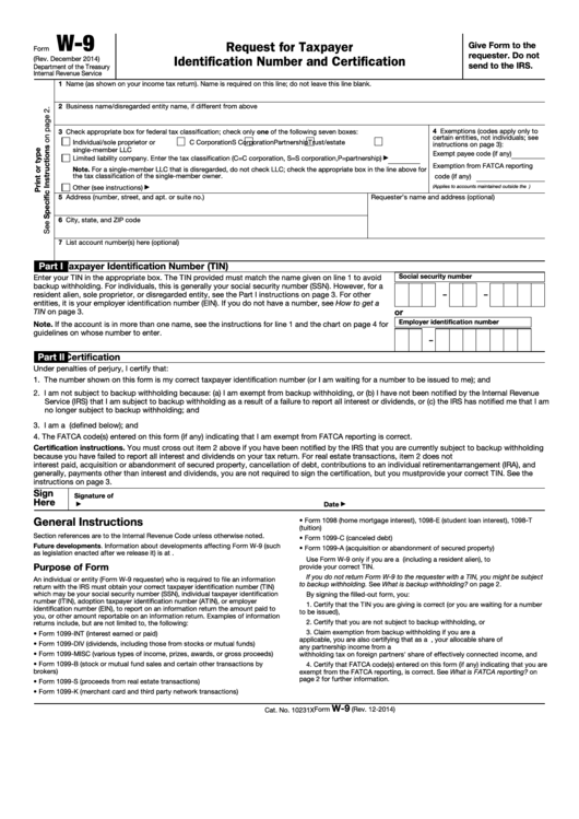 Fillable Pdf Version Of Irs W 9 Form And Instructions Printable Forms 