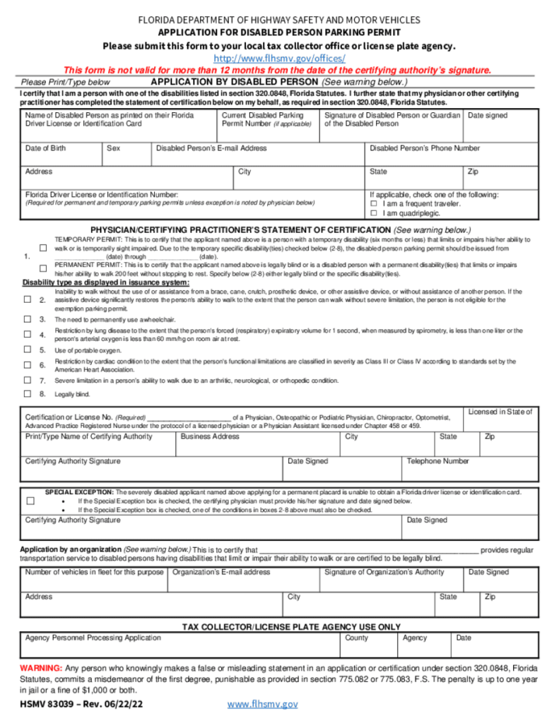 FL HSMV 83039 Form The Basics